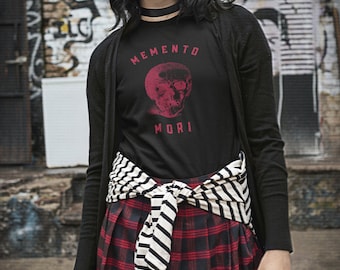 Memento Mori Shirt, Shopping-Mall-Gothic-Kleidung, Gothic-Kleidung. Gothic Ästhetische Kleidung. 90er Jahre Gothic. Emo Girl Geschenk. Teenager Alt Kleidung.