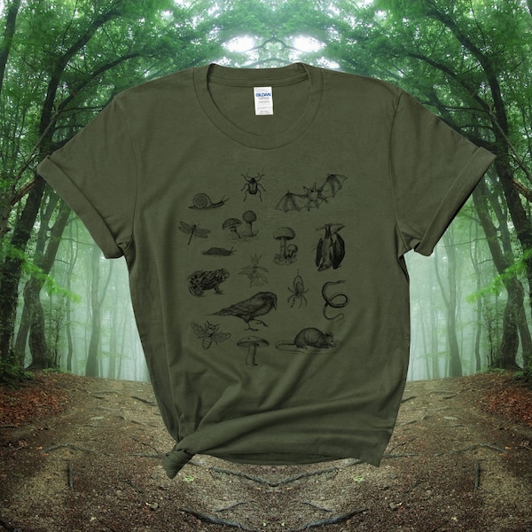 Goblincore Kleidung, Gobincore ästhetik shirt. Falter Kröte & Pilze. Grunge Indie Boho Hippie Geschenk. Fairycore ästhetische Kleidung