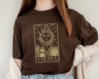 Tarot card tshirt Tarot Sun tshirt with 90s celestial vibes. The Sun Indie tarot Occult shirt  Aesthetic clothes. Mystical art