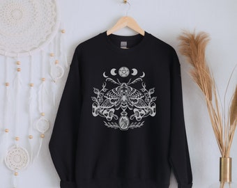 Goblincore-kleding met sweater met heksenvibe, fairycore. Afbeeldingen van nachtvlinders. Boho-hippiecadeau voor vriend, zus of vrouw