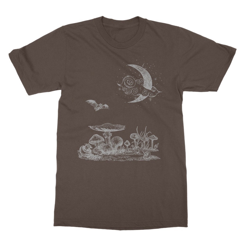 Goblincore shirt mushroom moon scene. Occult tshirt. Fairycore | Etsy