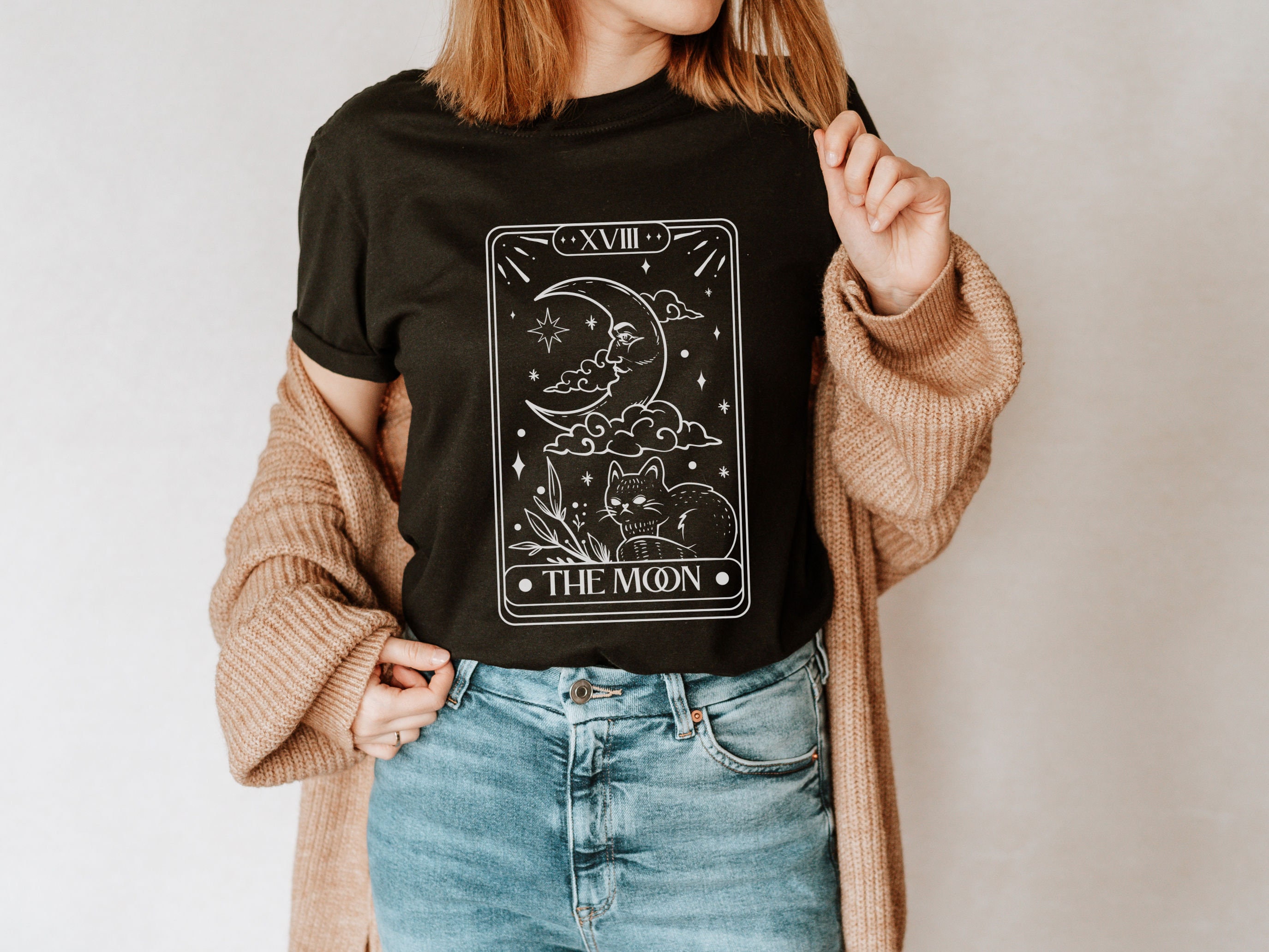 Tarot card shirt Tarot shirt The Moon Indie Clothes Occult shirt Tarot Astrology Shirt Witchy Clothes Alt Clothing Trendy Clothes Moon shirt