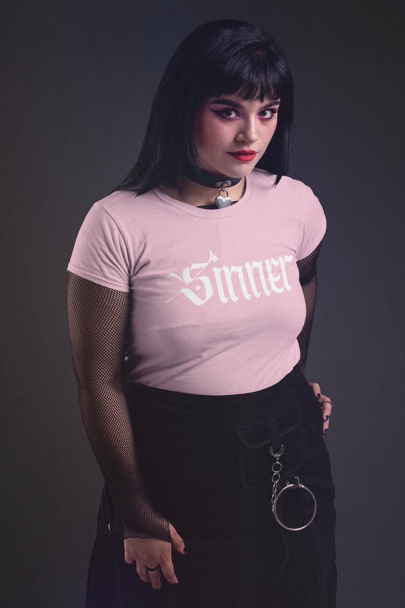Sinner Shirt Pastel Goth Aesthetic Clothing sister Emo Girl Clothing ideal gift for grunge loving gothic daughter friend or girlfriend