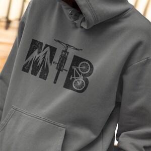 Distressed MTB Design Hoodie, Mountain Bike Sweatshirt Gift
