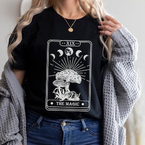 Tarot shirt Tarot card shirt Mushroom shirt with Moon phases bugs Occult shirt Astrology Shirt Witchy Clothes Alt Clothing Trendy Clothes