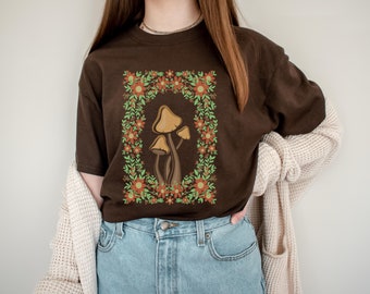 Mushroom T Shirt Mushroom Clothes Goblincore Clothing Cottagecore Fashion Botanical Tee Aesthetic Clothing Mushroom Apparel the forest mori