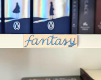 Bookshelf Labels - Shelf Decorations - Repositionable Book Cart Sign  - Bookworm Gifts - Bookish Merch - Wooden Organizers - Billy Bookcase