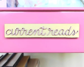 Magnetic Book Cart Labels - Shelf Decorations - Repositionable Book Cart Sign  - Bookworm Gifts - Bookish Merch - Wooden Organizers
