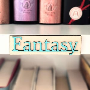 Bookshelf Labels - Shelf Decorations - Repositionable Book Cart Sign  - Bookworm Gifts - Bookish Merch - Wooden Organizers - Billy Bookcase