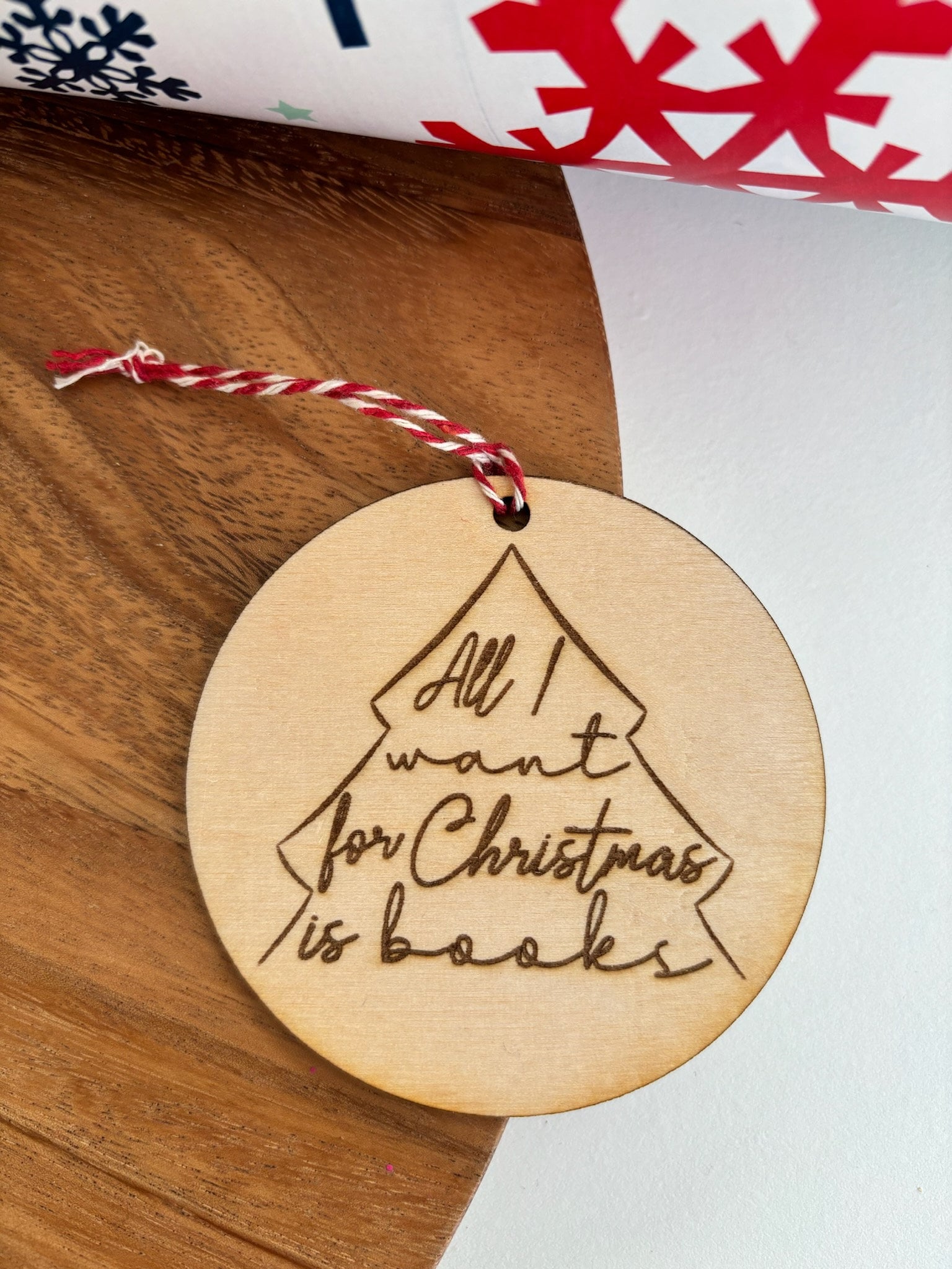 All I Want for Christmas is Books Christmas Ornament - Bookish Holiday Decorations - Bookworm Ornament - Gift For Book Lover -Reader Present