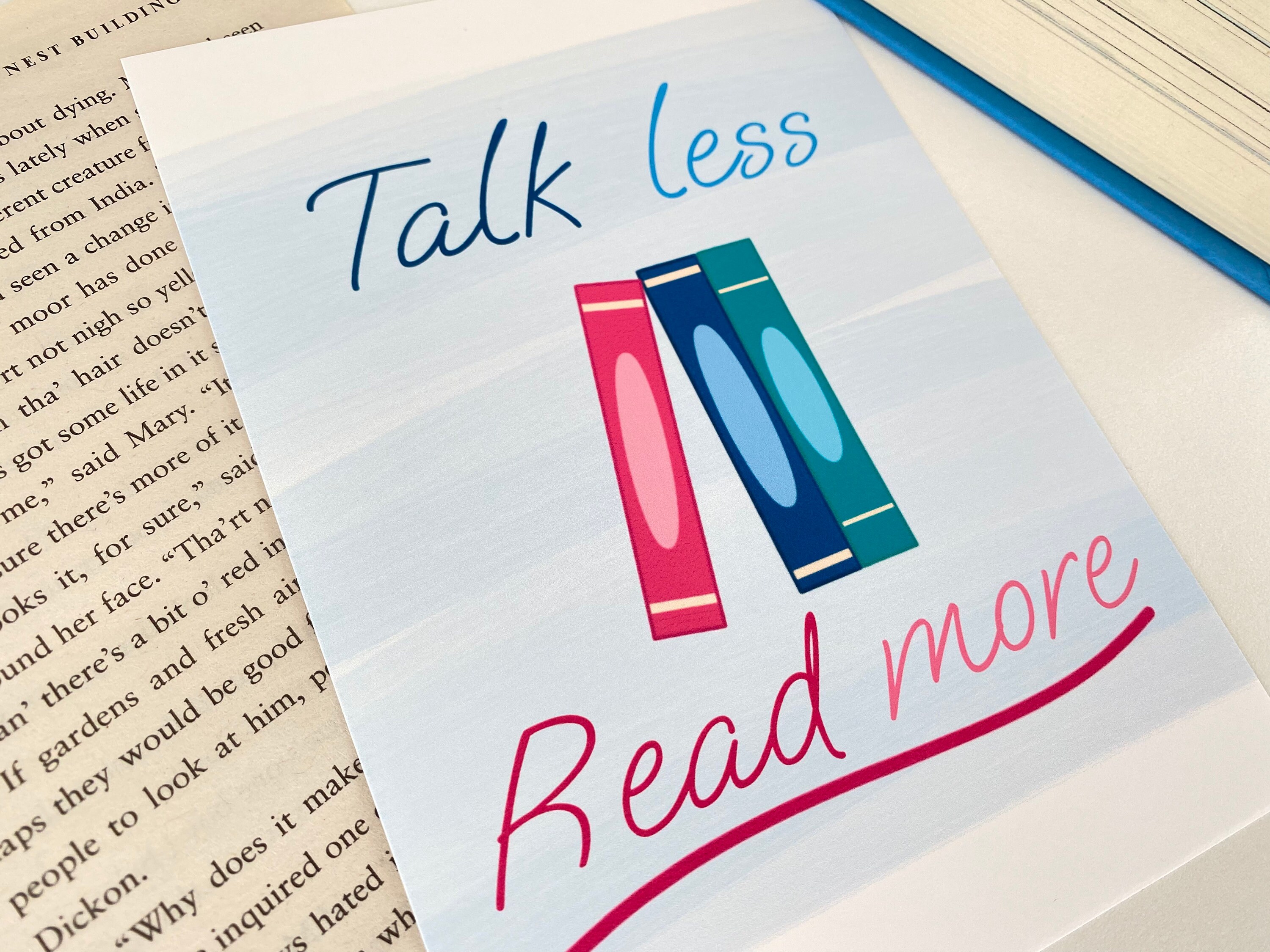 Talk Less Read More Art Print - Introvert Wall Art - Book Lover Room ...