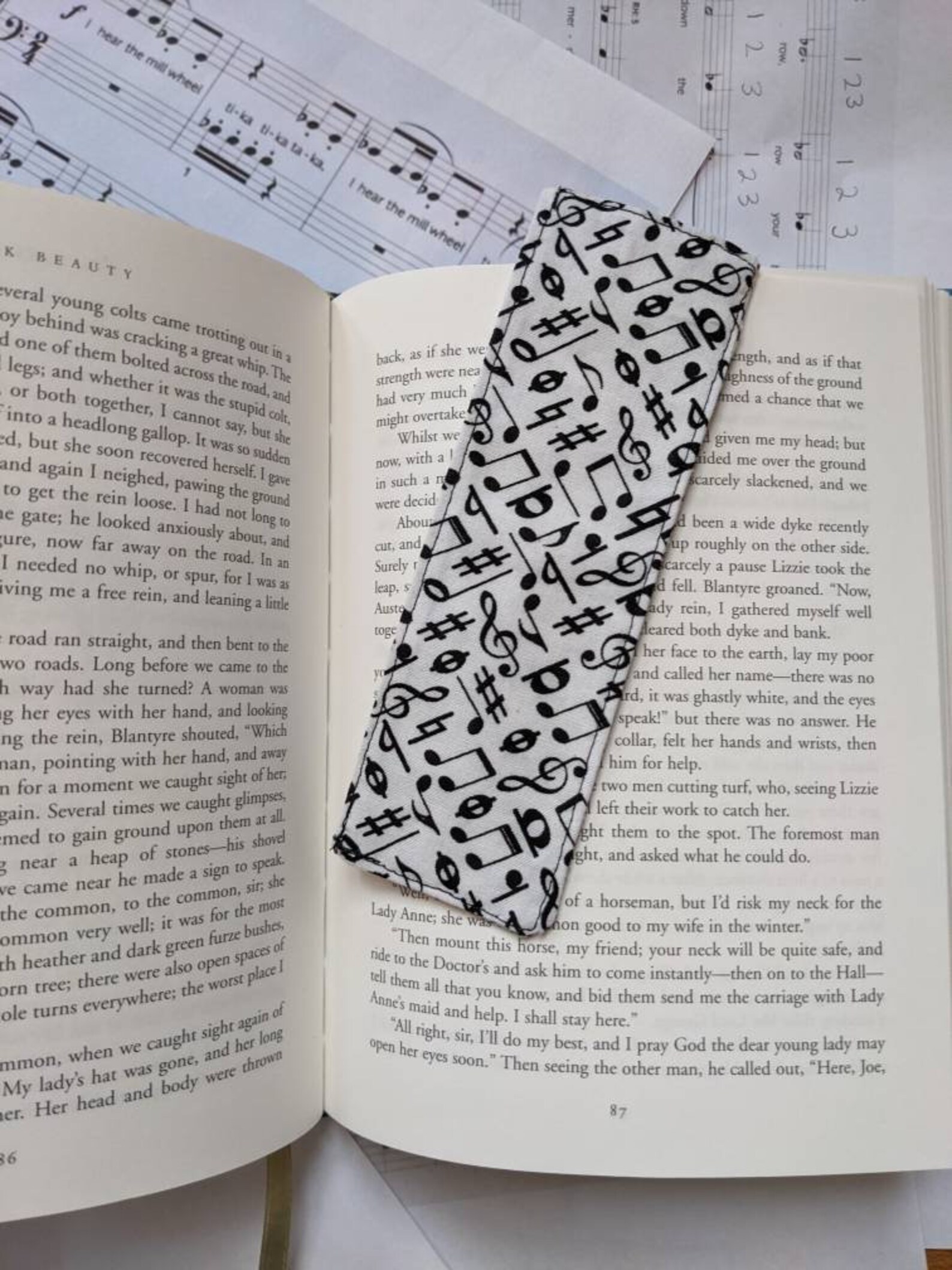 Music Note Fabric Bookmark Sheet Music Bookmark Musician Etsy