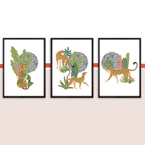 Jungle Leopard Print, Set of 3 Prints, Leopard Print, Living room Prints, Prints for the home