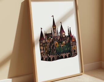 Speels Boekig Kasteel Digitale Download Kunstprint