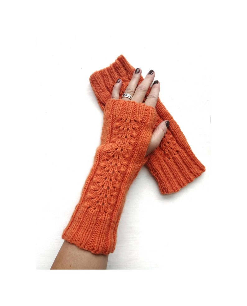 Burnt orange fingerless mittens Arm warmers Fingerless Etsy