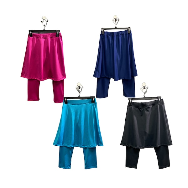 Girls Pants with Attached Skirt, Mini Flared Skirt with Leggings, Butter Soft Skirted Leggings, 2-in-1 skirt leggings, Play Outfit,  S-XXL