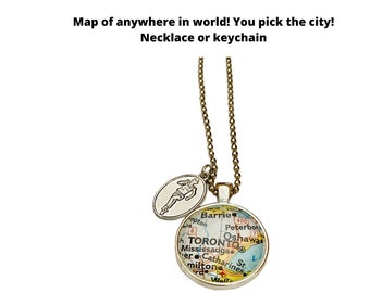 Runner Charm & CUSTOM Map Pendant of Anywhere in World, Marathon Jewelry, Running Jewelry, Gift for Runner, Running Keepsake Gift, 10k Gift