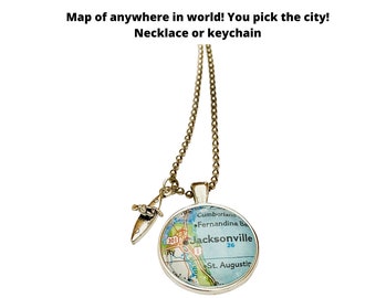 Kayak Charm & CUSTOM Map Pendant Necklace/ Canoe Necklace/ Kayak Jewelry/ Gift for Boaters/ Kayaking Gift/ Kayak Gift