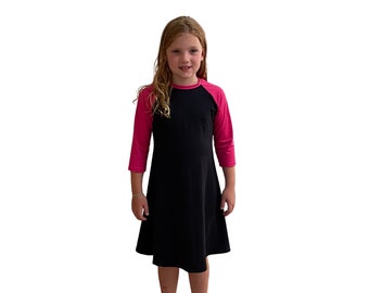 Girls' Fuchsia Swim Dress: UPF 50+ Sun Protection, Modest Swimwear, Gifts Swimdress, Swimdress for Camp, Tzniut, Size 6-12, Free Ship