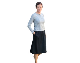 Super Soft Athletic Skirt Travel Skirt Exercise Skirt Modest Wear Sports Skirt Navy Blue with Deep Pockets, tzniut skirt