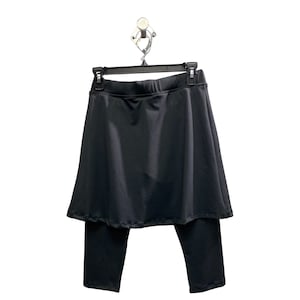 Ladies Black Pants w Attached Skirt, Mini Flared Skirt w Leggings, Butter Soft Skirted Leggings, 2-in-1 skirt leggings, Yoga Pants w Skirt