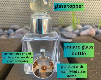 Holy Water Glass Bottle: Baptism Favor with Pendant