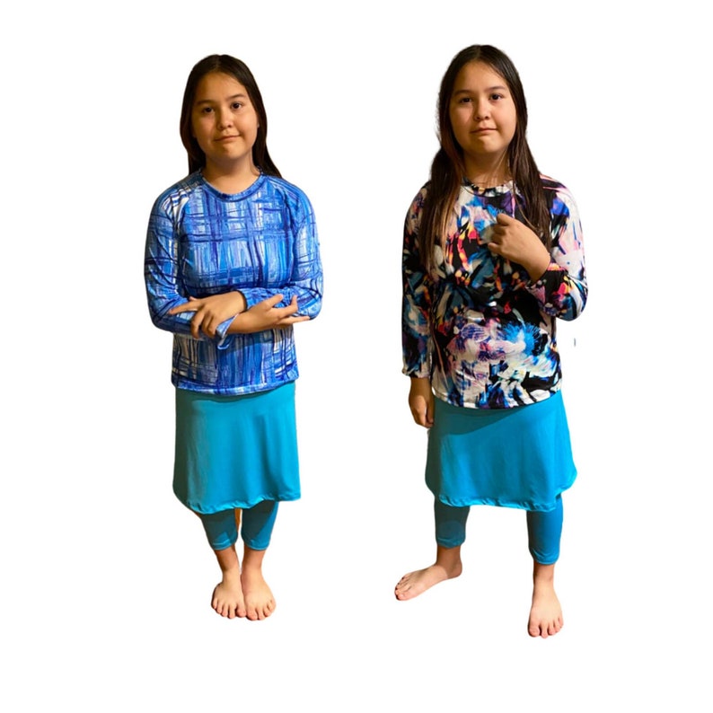 Mix /& Match Sz S-XXL Islamic Girls Burkini Complete Swim Set swim skirt with leggings Girls Modest Swimwear swim shirt Tznuit Swimsuit