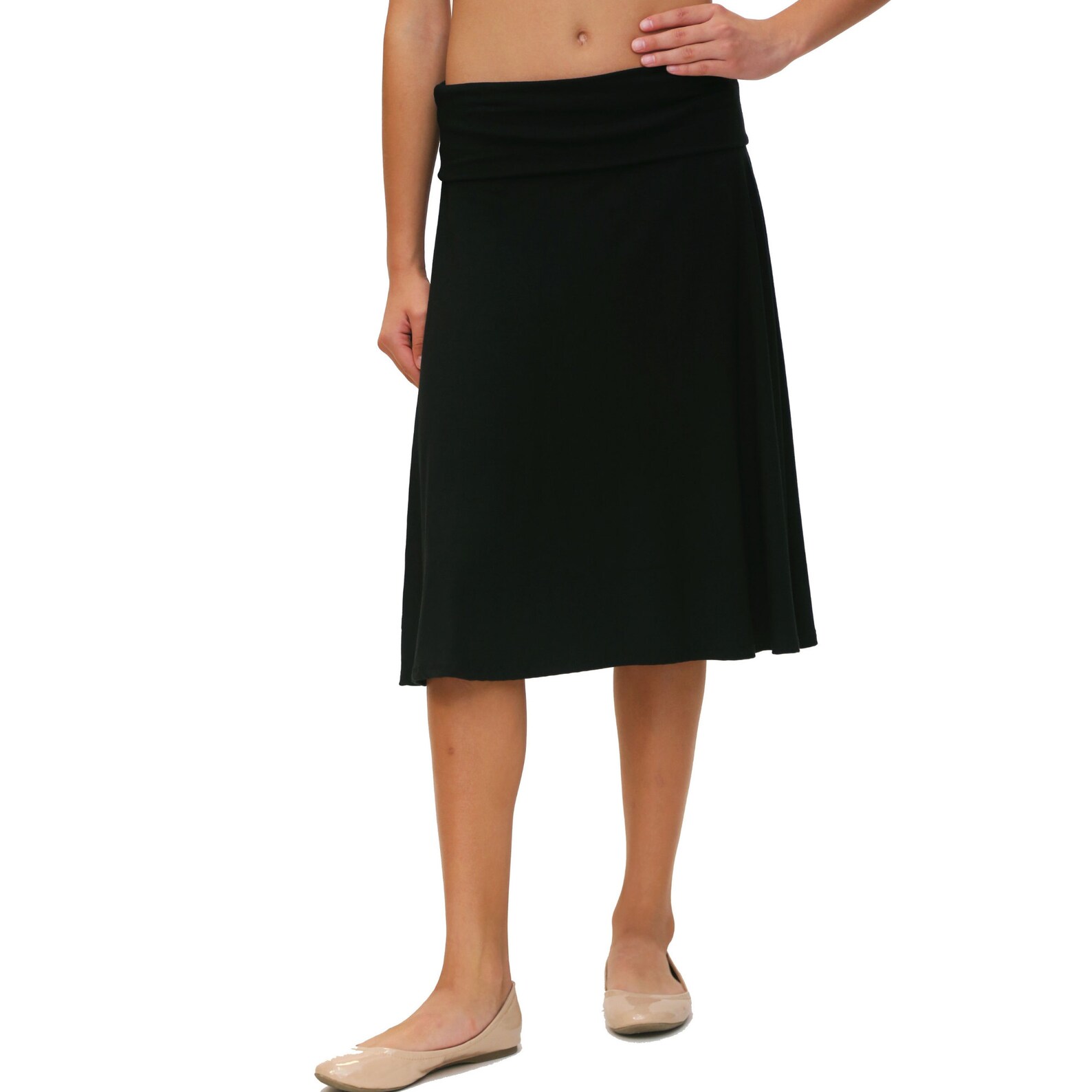 Plus Size Fold Over A-line Skirt in Teal
