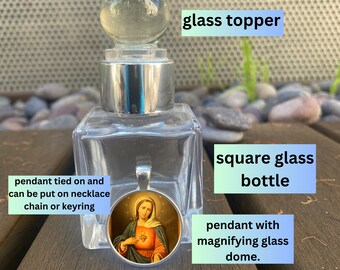 Holy Water Glass Bottle: Catholic Keepsake Gift with Pendant