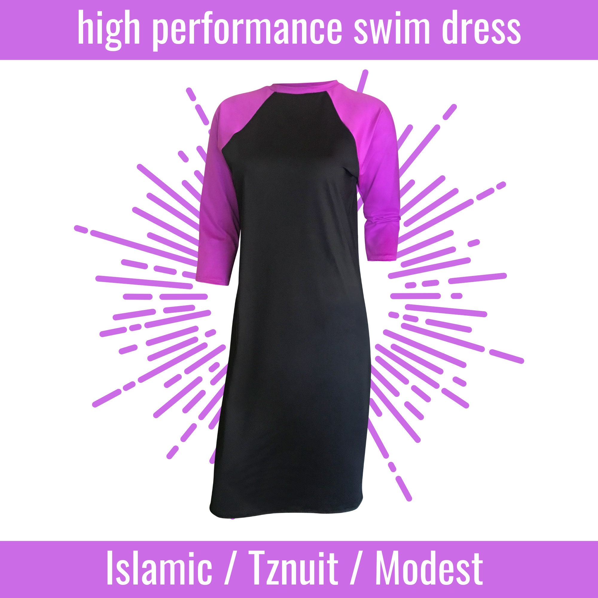 Modest Swim Dress Sun Protection UV 50 Women's Swimsuit Full Cover Swimwear Beachwear - Etsy