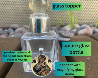 Holy Water Glass Bottle: Catholic Christening Keepsake with Pendant