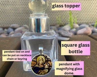 Baptism Holy Water Bottle with Pendant: Catholic Christening Keepsake