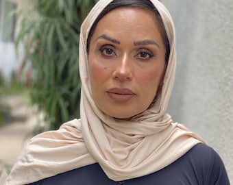 Beige Modal Jersey Performance Hijab – Workout Ready, Soft, Fast-Drying Scarf (70"x30")