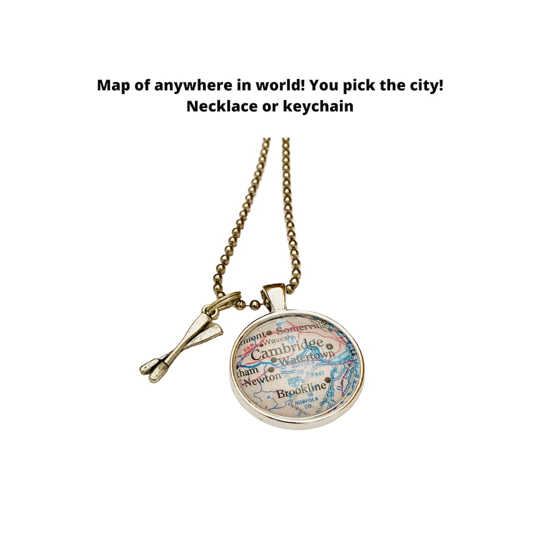 Rowing Necklace/ Crew Team Jewelry/ Custom Map Pendant Necklace