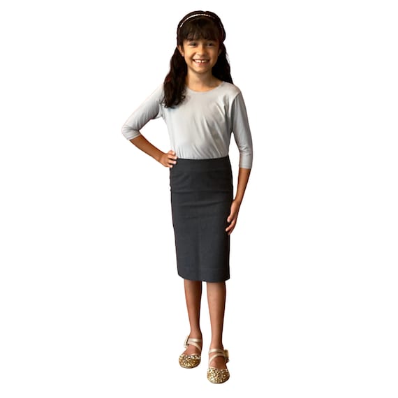 Grey pencil skirt hot sale school