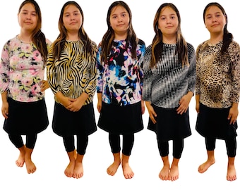 Girls Modest Swim Skirt Set, Skirted Leggings, Girls Modest Swimwear, Tzniut Bathing Suit, Islamic Girls Burkini, Swim Skirt Swim Top S-XXL