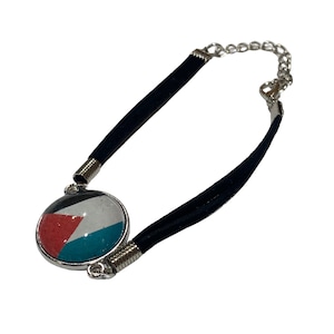 Palestine Flag Charm Bracelet: Black Suede, Unisex
