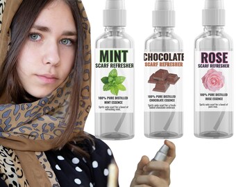 Scarf Refresher Mist: Rose, Mint, Chocolate – Veil, Head Covering Fragrance
