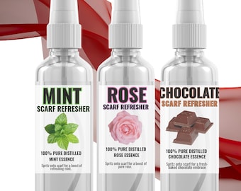 Scarf Refresher Mist Set: Rose, Mint, Chocolate Essences (3 x 1oz Bottles)