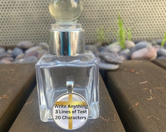 Personalized Holy Water Bottle: Baptism Favor with Pendant