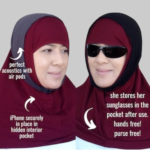 Hijab with Pocket, Hijab for Bluetooth, Hijab for Face Masks, Hijab for Airpods, Hijab for Hearing Aids, Hijab for Glasses, Exercise Hijab, image 4