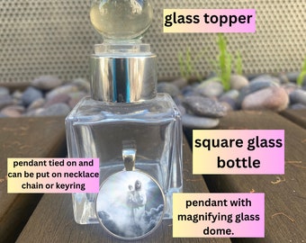 Holy Water Glass Bottle: Christening, First Communion Keepsake with Pendant