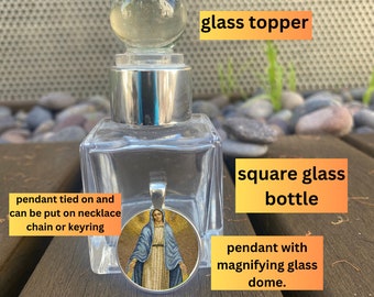Holy Water Glass Bottle: Catholic Christening Gift with Pendant