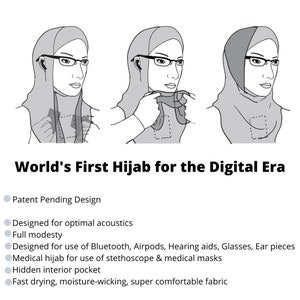 Hijab with Pocket, Hijab for Bluetooth, Hijab for Face Masks, Hijab for Airpods, Hijab for Hearing Aids, Hijab for Glasses, Exercise Hijab, image 3