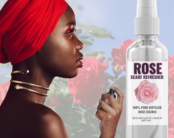 Rose Scarf Refresher Mist for Turbans, Head Wraps – Pure Rose Essence