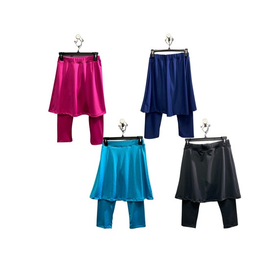 Girls Pants With Attached Skirt, Mini Flared Skirt With Leggings