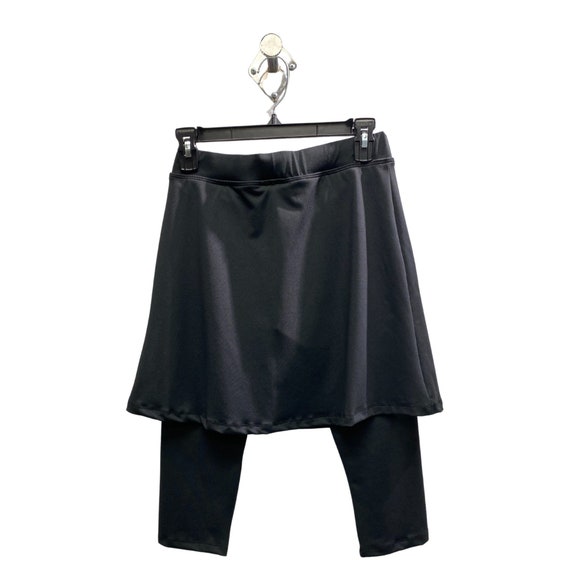 Ladies Black Pants W Attached Skirt, Mini Flared Skirt W Leggings