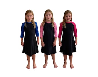 Girls' Modest Swim Dress: UPF 50+ Sun Protection Swimwear, SwimDress, Girls swimwear