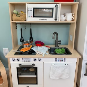 Mix & Match Play Kitchen Stickers Decal Set, Mix and Match, Fits on Ikea Duktig, Gray Display