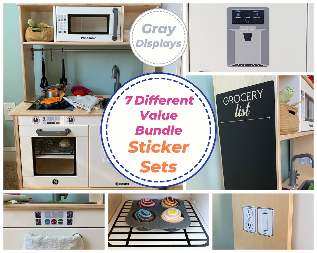 Play Kitchen Stickers Decal Set, Bundle Value, Fits on Ikea Duktig